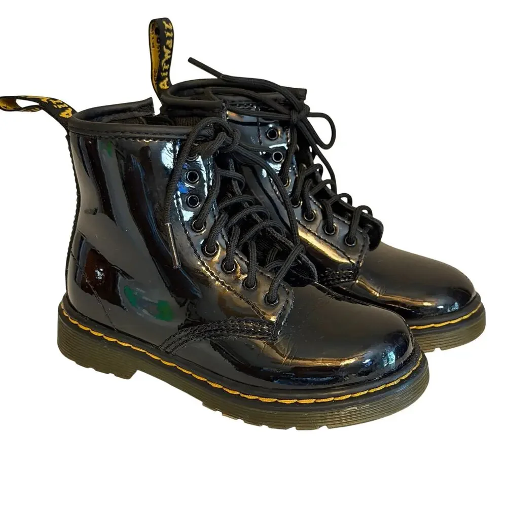 Dr. Martens 1460 T Black Patent Leather Combat Boots Toddler 9 Child Youth Kids